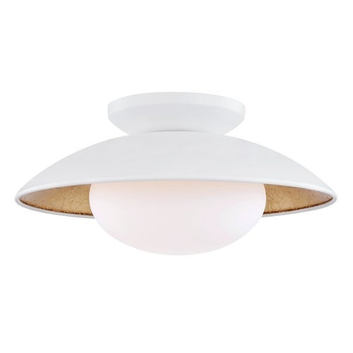 Mitzi by Hudson Valley Cadence White Lustro & Gold Leaf Semi-Flush  by Mitzi by Hudson Valley H368601M-WH/GL