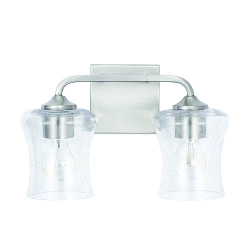 HomePlace by Capital Lighting HomePlace Reeves Brushed Nickel 2-Light Bathroom Light with Clear Seeded Glass 139221BN-499