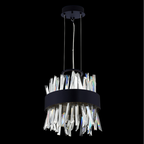 Glacier 10-Inch LED Mini Pendant in Matte Black by Allegri Crystal