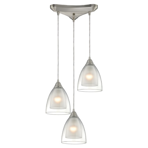 Elk Lighting Elk Lighting Layers Satin Nickel Multi-Light Pendant with Bowl / Dome Shade 10464/3