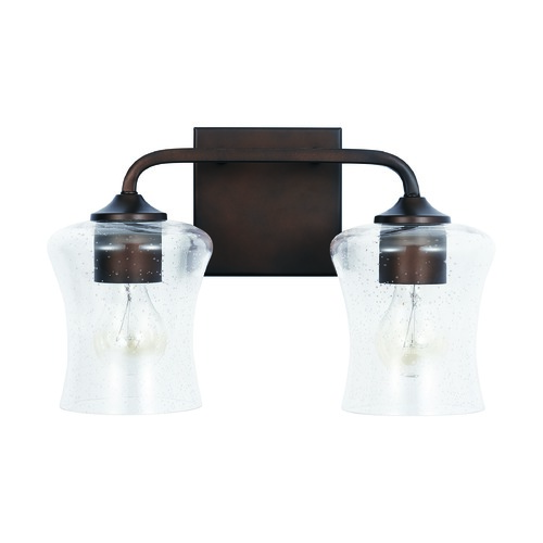 HomePlace by Capital Lighting HomePlace Reeves Bronze 2-Light Bathroom Light with Clear Seeded Glass 139221BZ-499