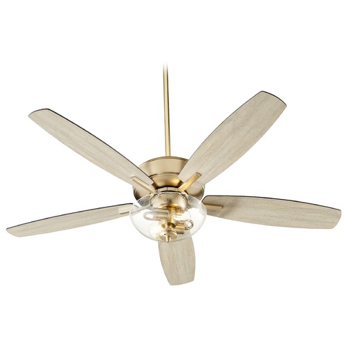 Quorum Lighting Breeze Aged Brass LED Ceiling Fan with Light by Quorum Lighting 7052-280