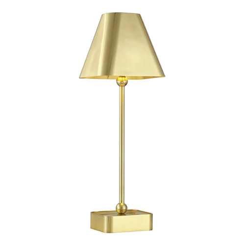 Currey and Company Gadabout Polished Brass LED Table Lamp with Rectangle Shade