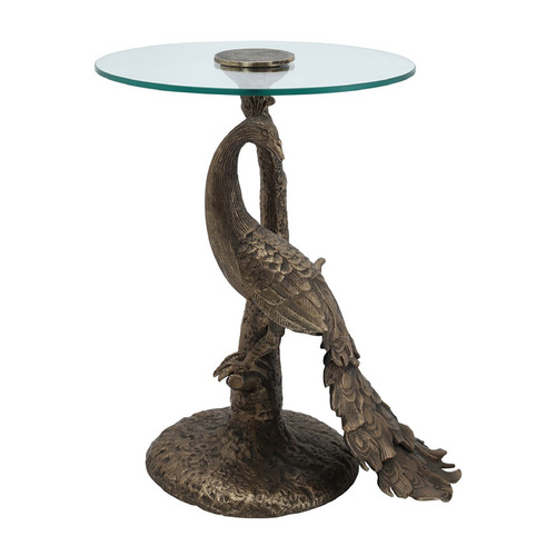 Currey & Company Paonne Peacock Gold Glass Accent Table