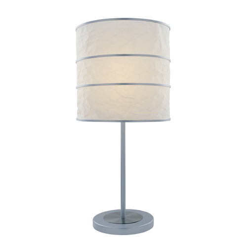 Table Lamp with White Paper Shade in Polished Steel by Lite Source Lighting