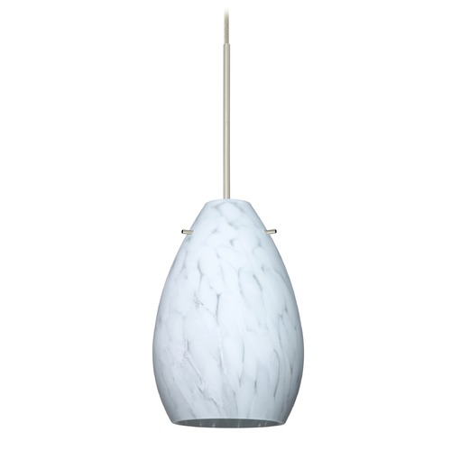 Besa Lighting Pera Satin Nickel Mini-Pendant Light with Oblong Shade