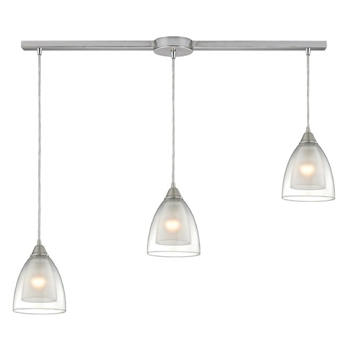 Elk Lighting Elk Lighting Layers Satin Nickel Multi-Light Pendant with Bowl / Dome Shade 10464/3L