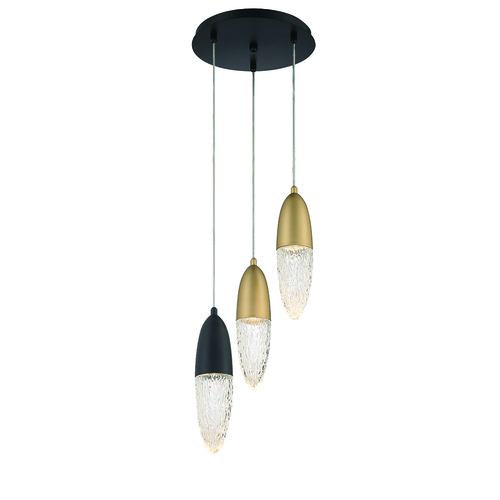 Ecrou 3-Light Chandelier in Black & Gold by Eurofase Lighting
