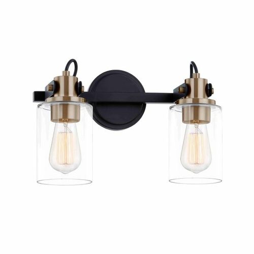 Justice Design Group Brooklyn Bath Bar in Black & Brass by Evolv by Justice Design Group FSN-8192-CLER-MBBR