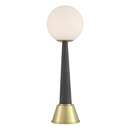 Currey and Company Sortie Polished Brass & Dark Gray LED Table Lamp with Globe Shade