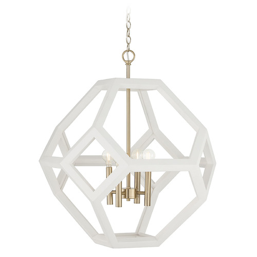 Capital Lighting Geo Flat White and Matte Brass Pendant Light
