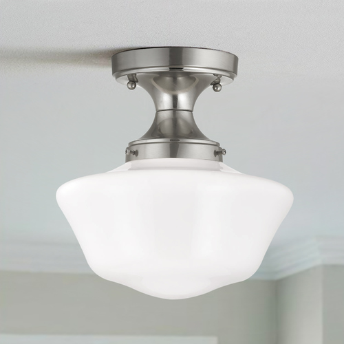 10-Inch Schoolhouse Ceiling Light in Satin Nickel Finish