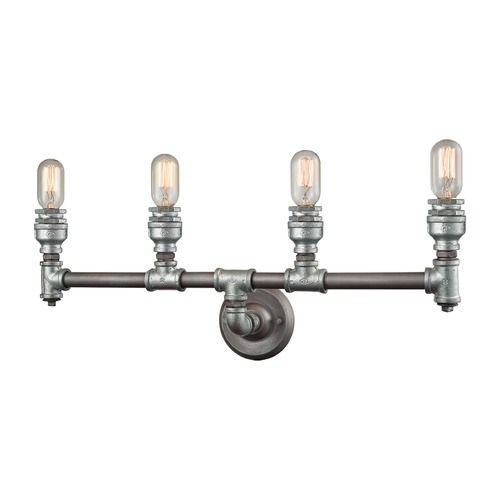Elk Lighting Industrial Bathroom Light Weathered Zinc Cast Iron Pipe by Elk Lighting 10685/4