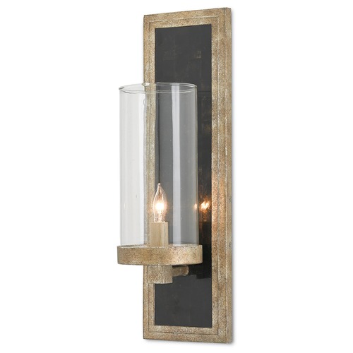 Currey and Company Lighting Charade Sconce Antique Silver Leaf/Black Penshell Crackle by Currey 5000-0025