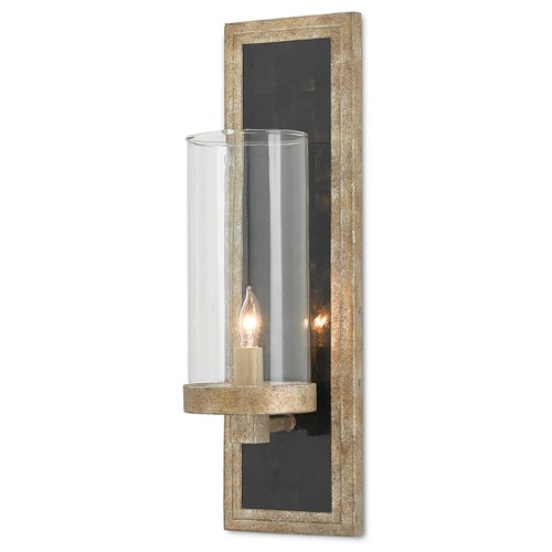 Charade Sconce Antique Silver Leaf/Black Penshell Crackle by Currey