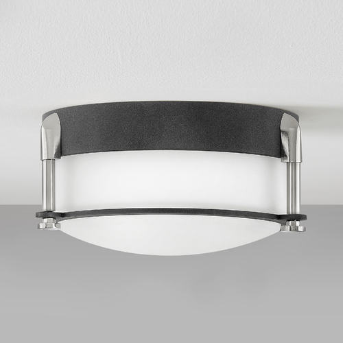 Hinkley Colbin 7-Inch Aged Zinc & Polished Nickel LED Flush Mount 3000K by Hinkley Lighting 3230DZ