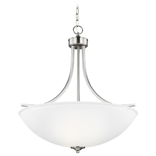 Generation Lighting Geary Brushed Nickel Pendant Light with Bowl / Dome Shade 6616504-962