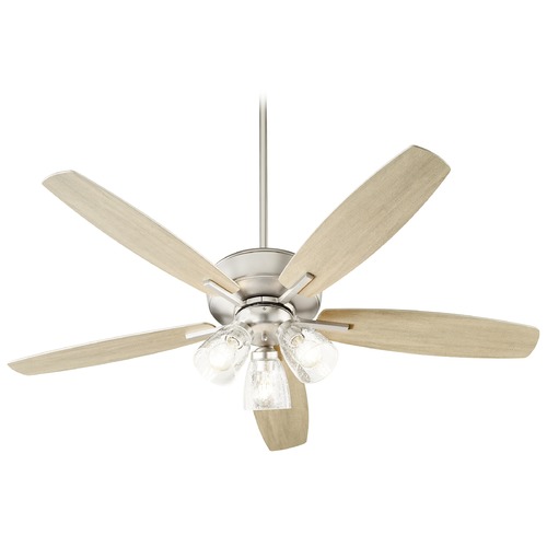 Breeze Satin Nickel LED Ceiling Fan with Light by Quorum Lighting