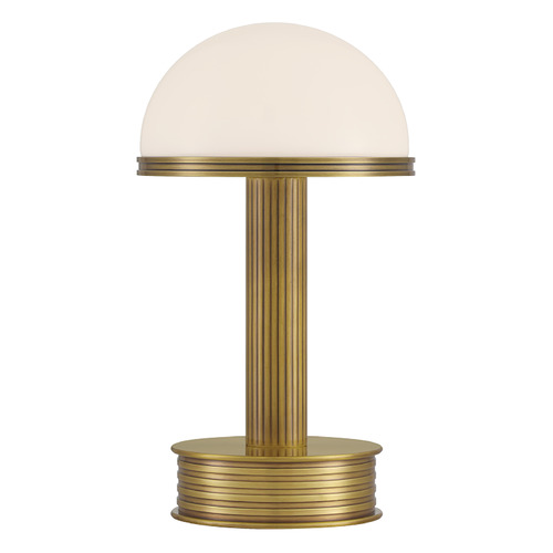 Currey and Company Promenade Antique Brass LED Table Lamp with Bowl / Dome Shade