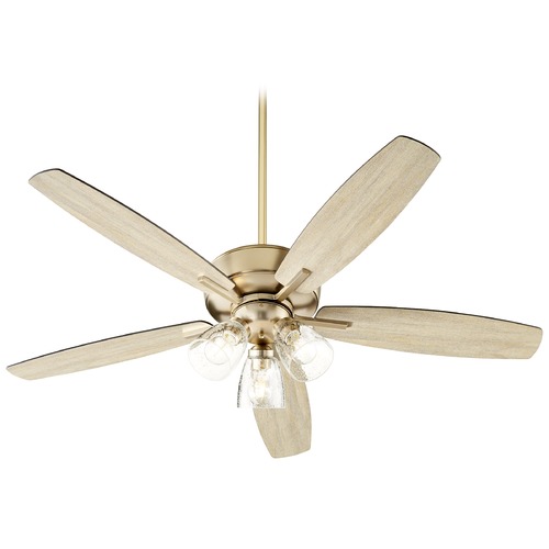 Breeze Aged Brass LED Ceiling Fan with Light by Quorum Lighting