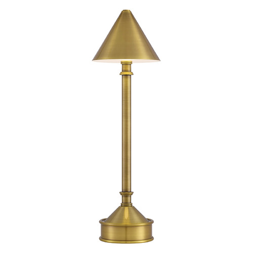 Currey and Company Lighting Currey and Company Traipse Brass LED Table Lamp with Conical Shade 6700-0007