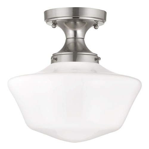 12-Inch Schoolhouse Ceiling Light in Satin Nickel Finish