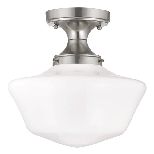 Design Classics Lighting 12-Inch Schoolhouse Ceiling Light in Satin Nickel Finish FDS-09 / GA12