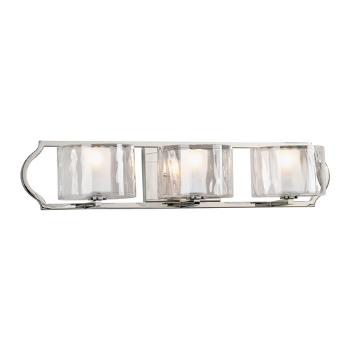 Progress Lighting Caress Bathroom Light in Polished Nickel by Progress Lighting P3077-104WB