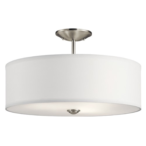 Kichler Lighting Modern Semi-Flush Mount Light Brushed Nickel Shailene by Kichler Lighting 43692NI