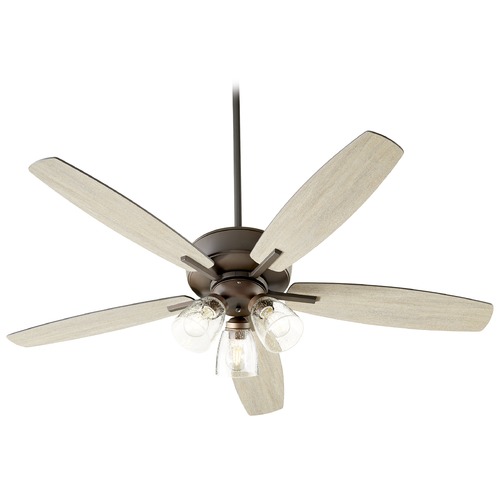 Breeze Oiled Bronze LED Ceiling Fan with Light by Quorum Lighting