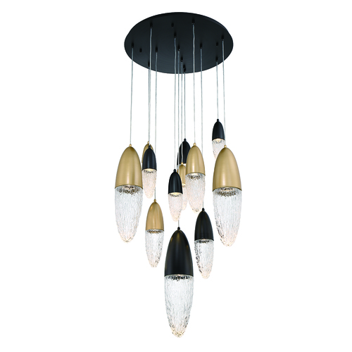 Ecrou 12-Light Chandelier in Black & Gold by Eurofase Lighting