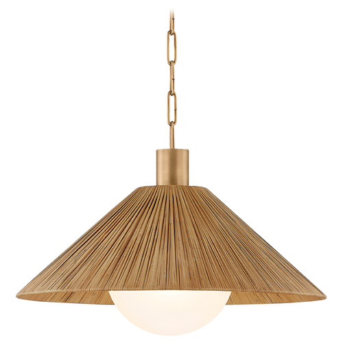 Troy Lighting Troy Lighting Woodside Patina Brass LED Pendant Light with Empire Shade F1422-PBR