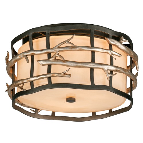 Troy Lighting Adirondack 13-Inch Flush Mount in Graphite & Silver Leaf by Troy Lighting C2880