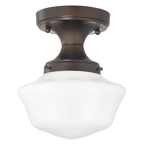 8-Inch Wide Bronze Schoolhouse Ceiling Light