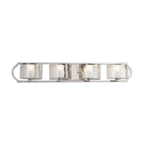 Progress Lighting Progress Bathroom Light with White Glass in Polished Nickel Finish P3078-104WB