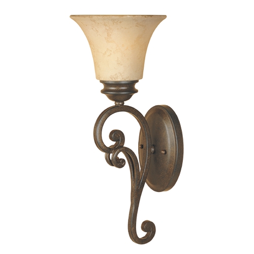 Designers Fountain Lighting Sconce Wall Light with Amber Glass in Forged Sienna Finish 81801-FSN