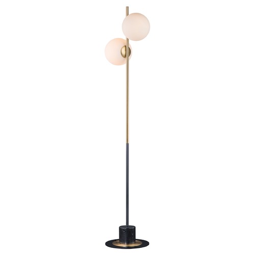 Maxim Lighting Maxim Lighting Vesper Satin Brass / Black Floor Lamp with Globe Shade 26039SWSBRBK