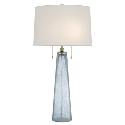 Currey and Company Lighting Currey and Company Looke Blue / Brass Table Lamp with Drum Shade 6000-0498