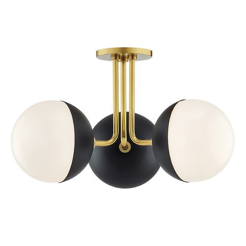 Renee Aged Brass & Black Semi-Flush Mount by Mitzi by Hudson Valley