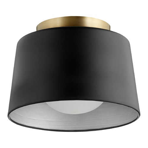Trapeze 10-Inch Flush Mount in Black with Brass by Quorum Lighting