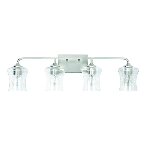 HomePlace by Capital Lighting HomePlace Reeves Brushed Nickel 4-Light Bathroom Light with Clear Seeded Glass 139241BN-499