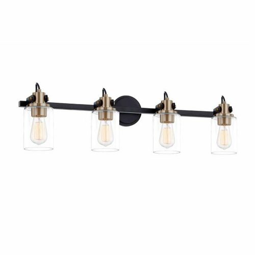 Brooklyn 4-Light Bath Bar in Black & Brass by Evolv by Justice Design Group