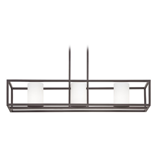 Bronze Linear Chandelier with Cylindrical Shade