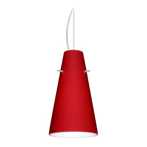 Besa Lighting Cierro Satin Nickel LED Mini-Pendant Light with Conical Shade