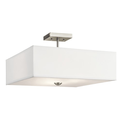 Kichler Lighting Modern Semi-Flush Mount Light Brushed Nickel Shailene by Kichler Lighting 43693NI