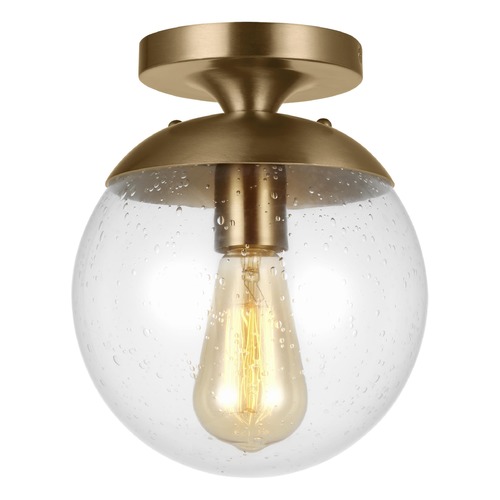 Leo 8-Inch Semi-Flush Mount in Satin Brass by Visual Comfort Studio