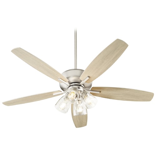 Breeze Satin Nickel LED Ceiling Fan with Light by Quorum Lighting