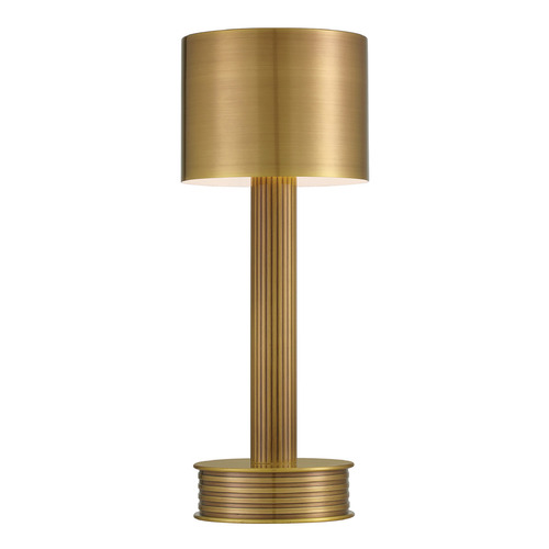 Currey and Company Lighting Currey and Company Traverse Brass LED Table Lamp with Drum Shade 6700-0010