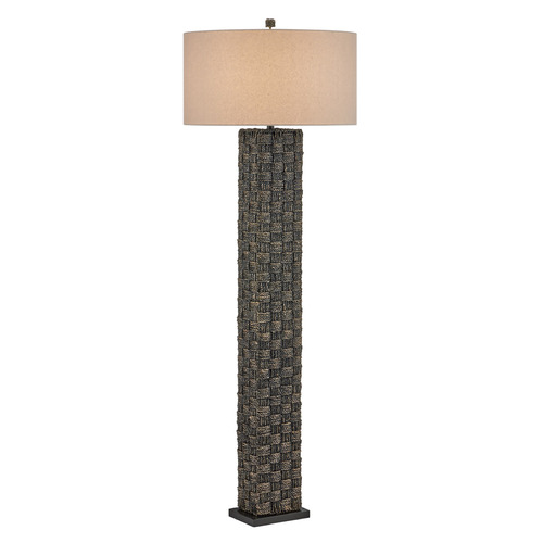 Currey and Company Eden Black Floor Lamp with Drum Shade