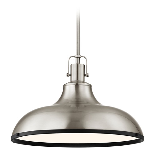 Nautical Pendant Light Satin Nickel and Black 15.63-Inch Wide